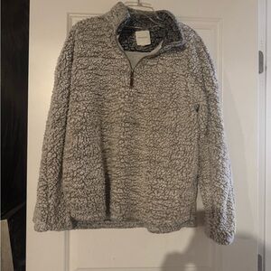 Thread & Supply Gray Zip Up Sherpa Sweater